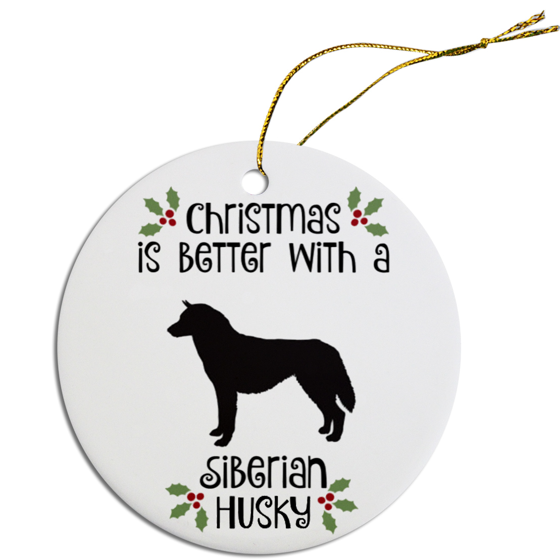 Breed Specific Round Christmas Ornament Siberian Husky